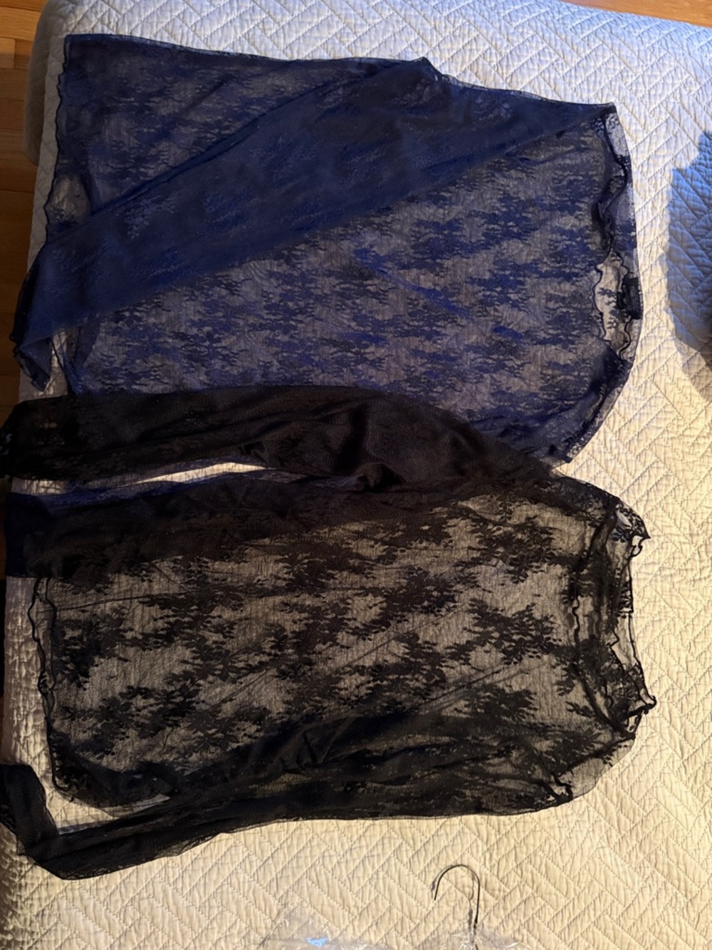 Sheer Lace Tops Set in Navy and Black